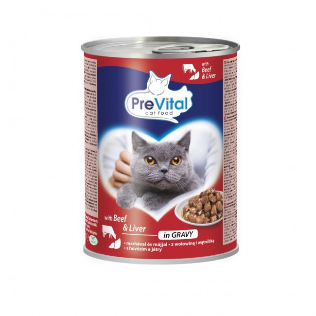 PREVITAL Cat Food with beef and liver in sauce - wet cat food - 415 g PREVITAL Cat Food with beef and liver in sauce - wet cat food - 415 g