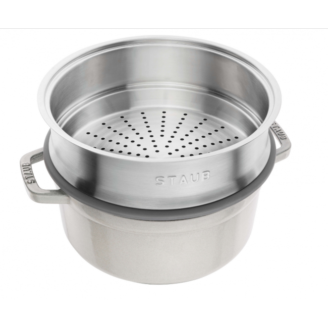 STAUB La Cocotte cast iron round pot with insert 40508-822-0 - 3.8 ltr. white truffle STAUB La Cocotte cast iron round pot with insert 40508-822-0 - 3.8 ltr. white truffle