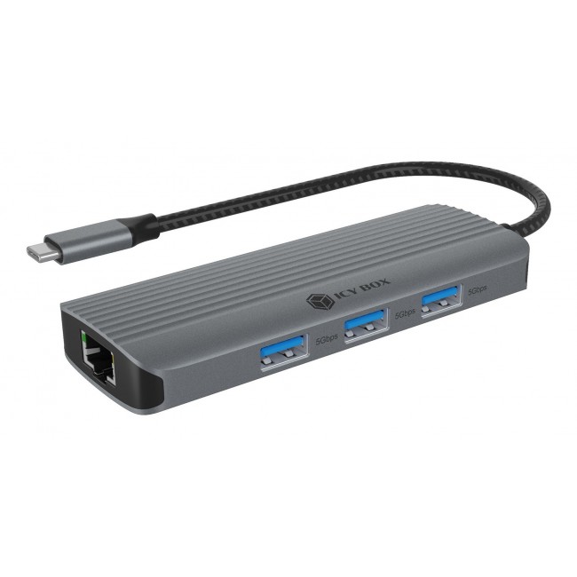 ICY BOX IB-DK4034a-CPD Wired USB 3.2 Gen 1 (3.1 Gen 1) Type-C Aluminium, Silver