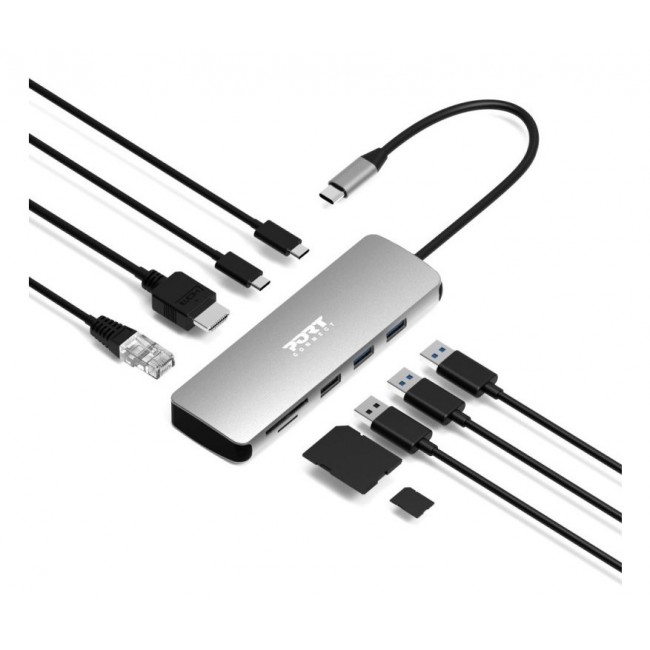 Port Designs 900164 laptop dock/port replicator Wired USB 3.2 Gen 1 (3.1 Gen 1) Type-C Stainless steel