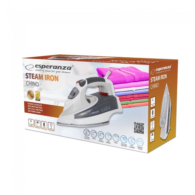 Esperanza EHI009 Dampjern Keramisk kogeplade Gr , Hvid 2400 W