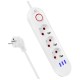 Maclean power strip, 3 socket extension + 3xUSB, 110-240V AC 50/60Hz, 2.1A max 2500W, 1.5m, white, MCE394 W Maclean power strip, 3 socket extension + 3xUSB, 110-240V AC 50/60Hz, 2.1A max 2500W, 1.5m, white, MCE394 W