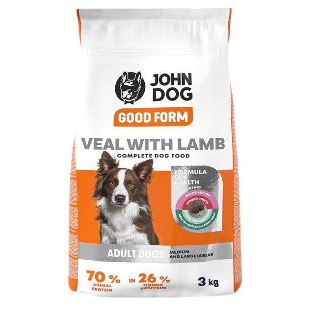 JOHN DOG Good Form Medium an large breeds Veal with lamb - dry dog food - 3kg JOHN DOG Good Form Medium an large breeds Veal with lamb - dry dog food - 3kg