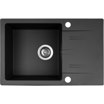 PYRAMIS LEFKADA sink (68x44) 1B 1D black + Flessi Black Edition tap - 070 260 611F