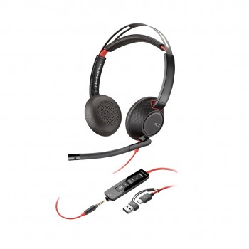 POLY Blackwire 5220 Stereo USB-C Headset +3.5mm Plug +USB-C/A Adapter (Bulk)