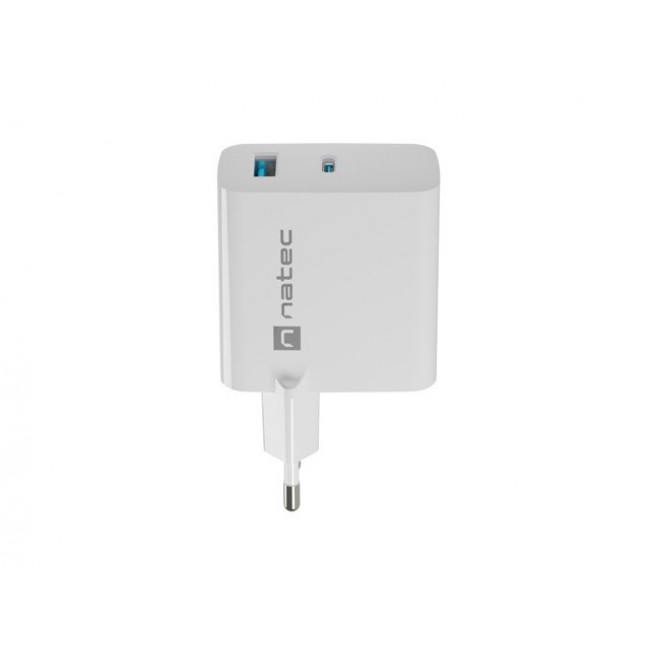NATEC RIBERA GAN CHARGER 1x USB-A + 1x USB-C 65W WHITE