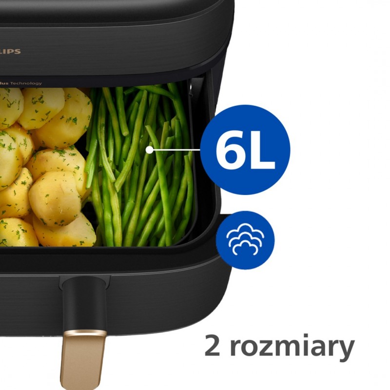Philips 5000 series NA552/00 fryer Double 9 L Stand-alone 2750 W Hot air fryer Black, Gold