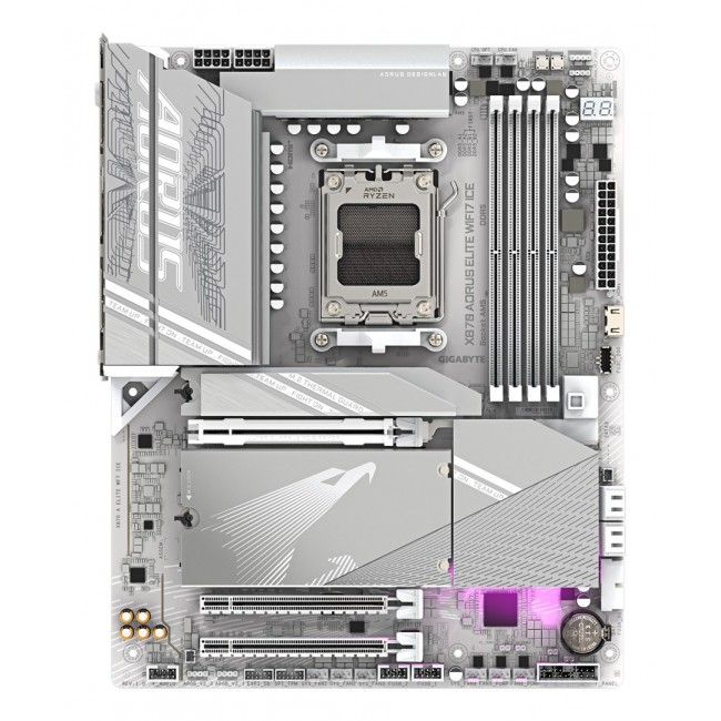 GIGABYTE X870 AORUS ELITE WIFI7 ICE Motherboard - Supports AMD Ryzen 9000 CPUs, 16+2+2 Phases Digital VRM, up to 8200MHz DDR5 (OC), 3xPCIe 5.0 + 1xPCIe 4.0, Wi-Fi 7, 2.5GbE LAN, USB 4
