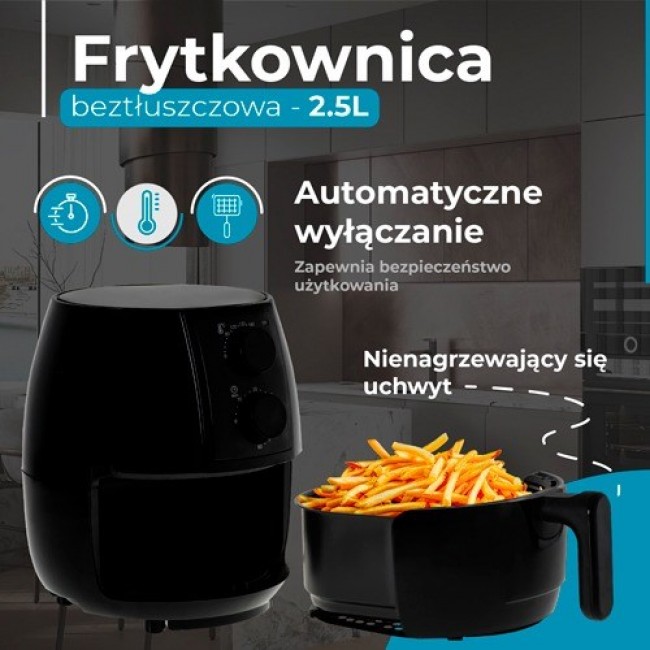 Adler AD 6312 fryer Single 2.5 L Stand-alone 1600 W Hot air fryer Black