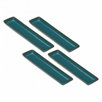 Set of 4 rectangular trays Concerto Ottanio - Blue-green, 32 x 8 cm
