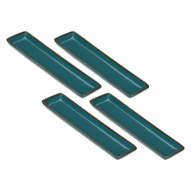 Set of 4 rectangular trays Concerto Ottanio - Blue-green, 32 x 8 cm