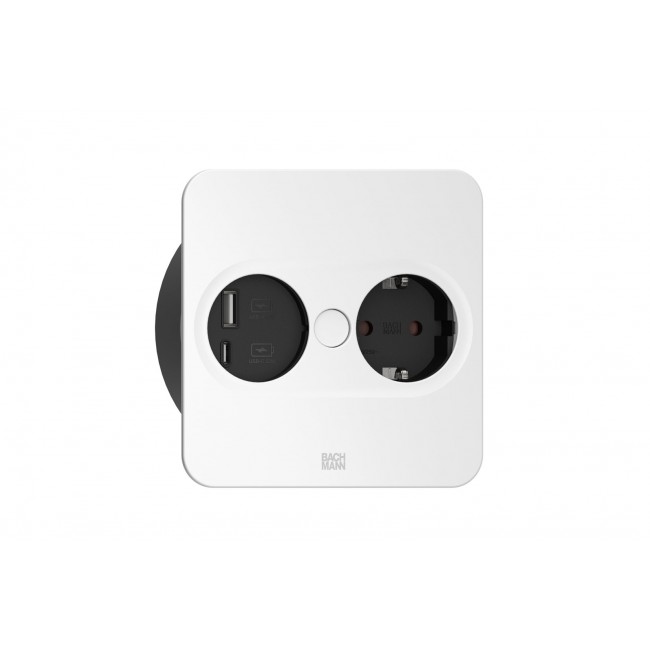 Bachmann 946.015 socket-outlet Type E + USB A + USB C Stainless steel