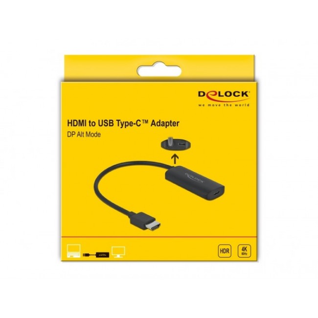 DeLOCK Adapter HDMI-A male to USB Type-C female (DP Alt Mode) 4K 60 Hz DeLOCK Adapter HDMI-A male to USB Type-C female (DP Alt Mode) 4K 60 Hz