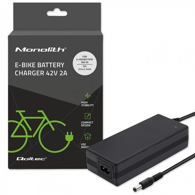 Qoltec 50760 Charger for e-bike batteries 36V | 42V | 2A | 5.5*2.1 Qoltec 50760 Charger for e-bike batteries 36V | 42V | 2A | 5.5*2.1