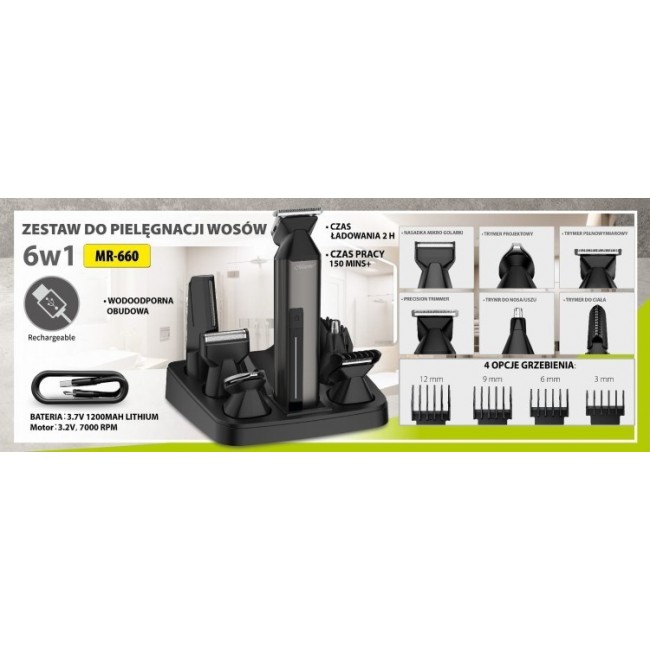 MAESTRO MR-660 6-in-1 USB hair clipper set MAESTRO MR-660 6-in-1 USB hair clipper set