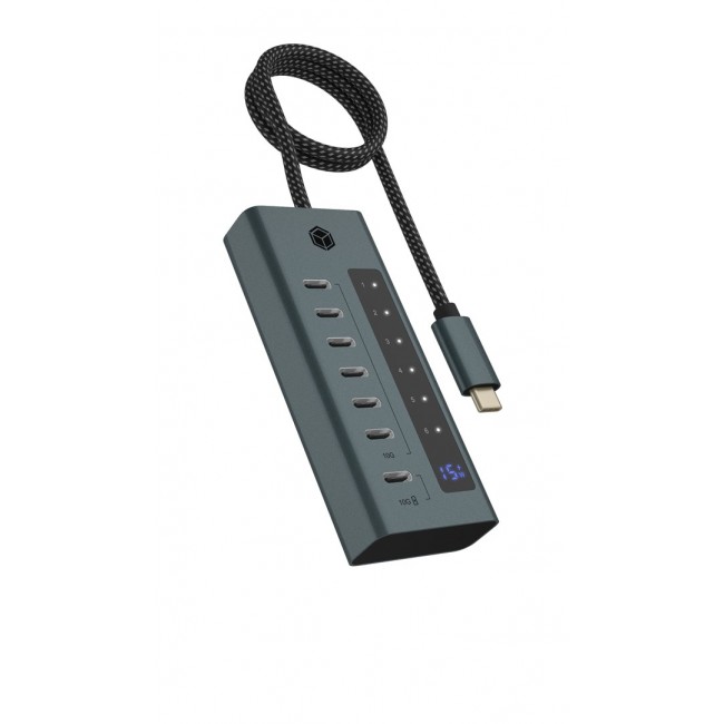 ICY BOX IB-HUB1457-C31 USB 3.2 Gen 1 (3.1 Gen 1) Type-C 10000 Mbit/s Blue, Grey