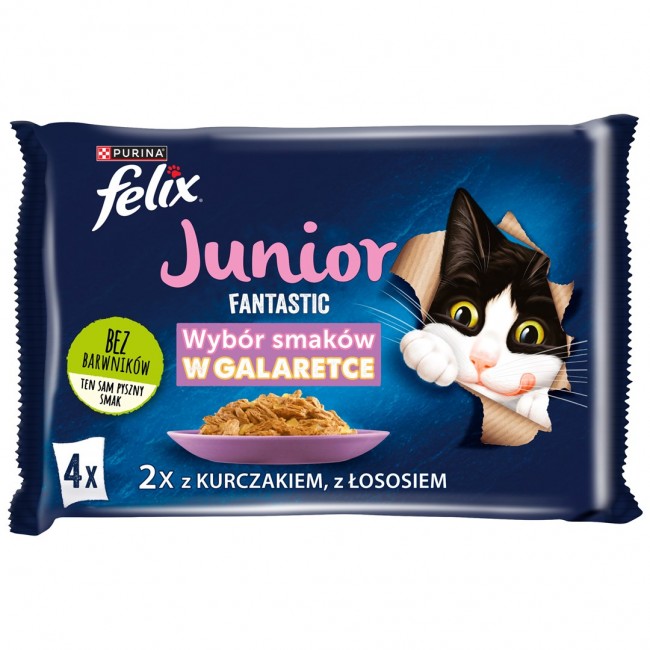 Felix Fantastic Junior rural flavors in jelly - chicken, salmon - 340g (4x 85 g)