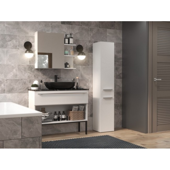 Bathroom cabinet NEL II 31x30x174 cm, matt white Bathroom cabinet NEL II 31x30x174 cm, matt white