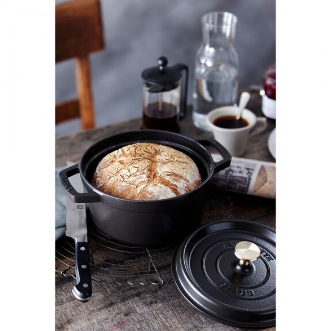 Staub Round Cast Iron Casserole - 3.8 ltr, Black Staub Round Cast Iron Casserole - 3.8 ltr, Black