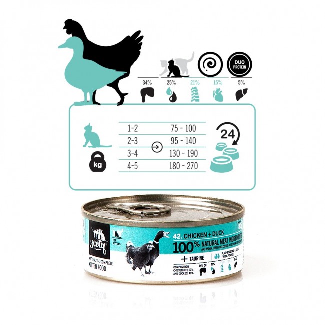 3COTY Chicken with duck For kittens - wet cat food - 80g 3COTY Chicken with duck For kittens - wet cat food - 80g