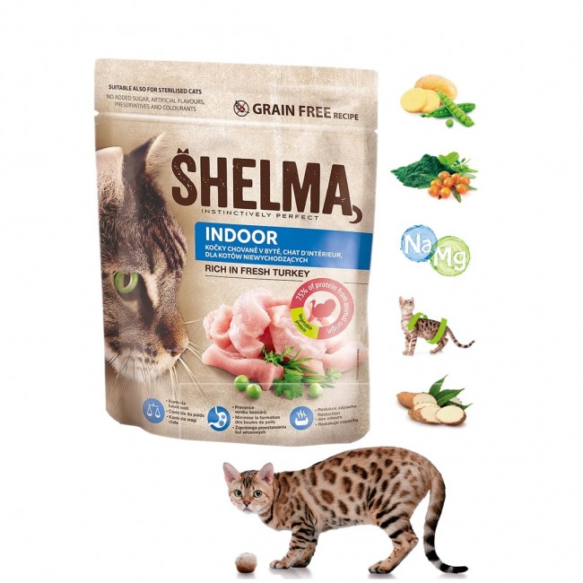 SHELMA Indoor Rich in turkey - dry cat food - 750g