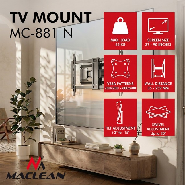 Maclean TV Mount / Bracket, max. VESA 600x400, 37-90 Maclean TV Mount / Bracket, max. VESA 600x400, 37-90