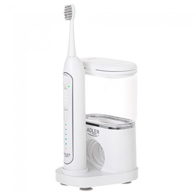 Adler | 2-in-1 Water Flossing Sonic Brush | AD 2180w | Rechargeable | For adults | Number of brush heads included 2 | Number of teeth brushing modes 1 | White Adler | 2-in-1 Water Flossing Sonic Brush | AD 2180w | Rechargeable | For adults | Number of brush heads included 2 | Number of teeth brushing modes 1 | White