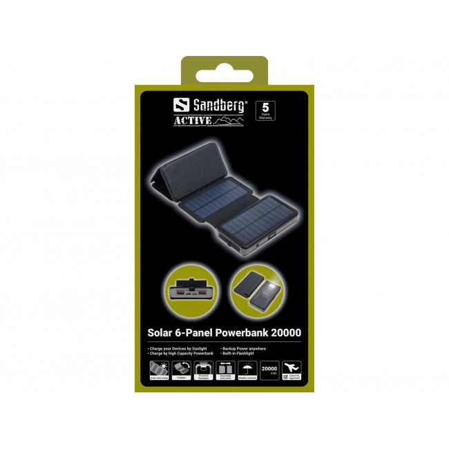Sandberg Solar 6-Panel Powerbank 20000 Sandberg Solar 6-Panel Powerbank 20000