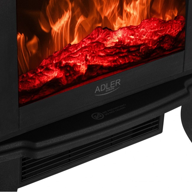 Electric fireplace ADLER AD 7754 2 heat settings: 1000W / 1800W | 3D flame effect | Thermostat Black