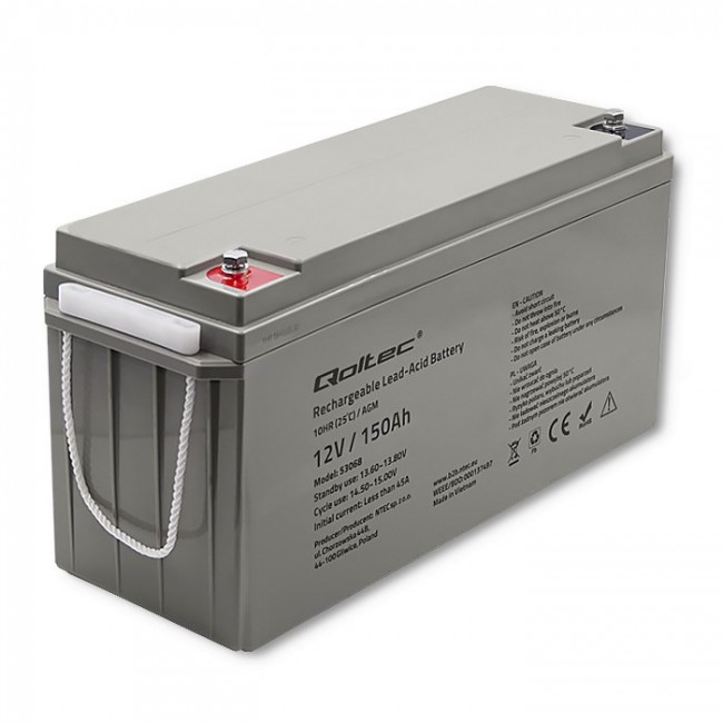 Qoltec 53068 AGM battery | 12V | 150Ah | max. 2250A Qoltec 53068 AGM battery | 12V | 150Ah | max. 2250A