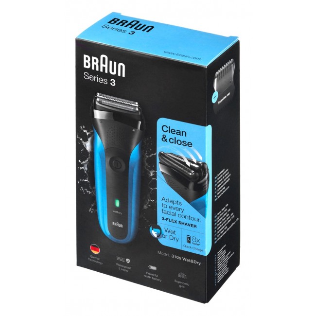 Braun Series 3 310s Foil shaver Trimmer Black, Blue Braun Series 3 310s Foil shaver Trimmer Black, Blue