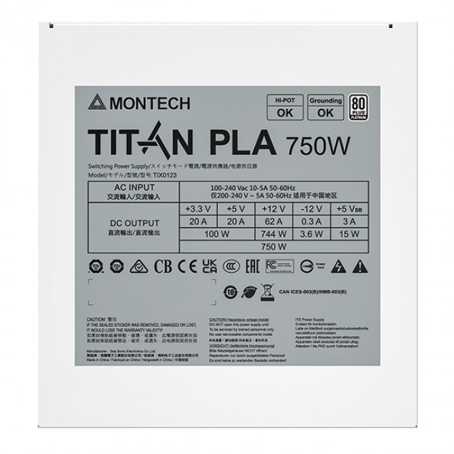 Montech TITAN PLA 750W power supply unit 20+4 pin ATX ATX White