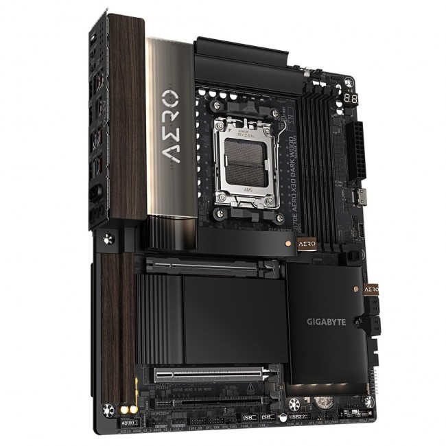 GIGABYTE X870E AERO X3D DARK WOOD Motherboard - Supports AMD Ryzen 9000 CPUs, 16+2+2 Phases Digital VRM, up to 9000Hz DDR5 (OC), 2xPCIe 5.0 + 2xPCIe 4.0, Wi-Fi 7, 5GbE LAN, USB 4 GIGABYTE X870E AERO X3D DARK WOOD Motherboard - Supports AMD Ryzen 9000 CPUs, 16+2+2 Phases Digital VRM, up to 9000Hz DDR5 (OC), 2xPCIe 5.0 + 2xPCIe 4.0, Wi-Fi 7, 5GbE LAN, USB 4
