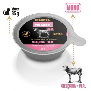 PUPIL Premium Kitten veal mono - wet cat food - 85g