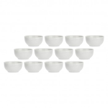 Set of 12 Small Terrine Round Bowls - White, 7 cm
