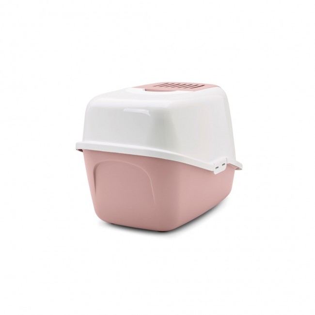 SAVIC Nestor White-Pink - Covered Cat Litter Box - 56x39x38.5 cm - 1 pc SAVIC Nestor White-Pink - Covered Cat Litter Box - 56x39x38.5 cm - 1 pc