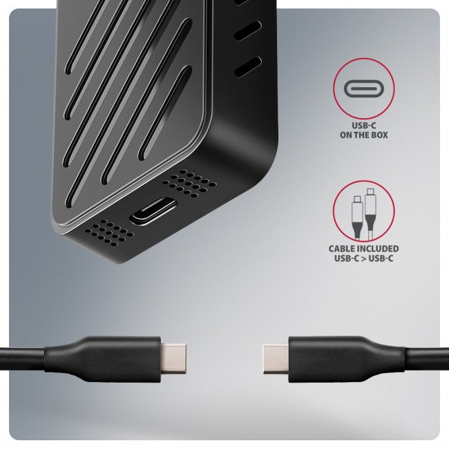 Axagon EEM2-20G NVMe-SSD-Geh use USB-C 3.2 20 Gbps 2230 - 2280 - schwarz SSD enclosure Black M.2