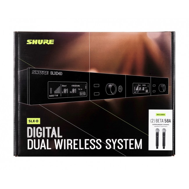 Shure SLXD24DE/B58-G59 - dual digital wireless system with two transmitters/handheld microphones (470 - 514 MHz)