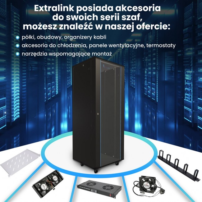 Extralink Rackmount cabinet 37U 600x1000 Black standing