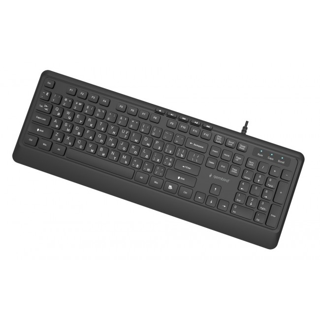 Gembird KB-MCH-05-CYRL Slim wired multimedia keyboard, black, RU layout