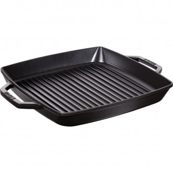 Staub Square Cast Iron Grill Pan with Two Handles - 33 cm, Black