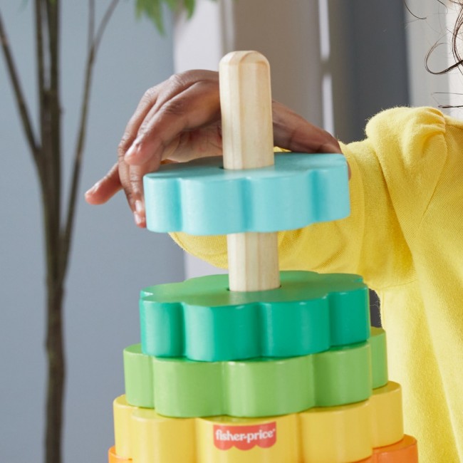 Fisher-Price Wooden Ring Stacker Toddler Fine Motor Toy, 10 Wood Pieces Fisher-Price Wooden Ring Stacker Toddler Fine Motor Toy, 10 Wood Pieces