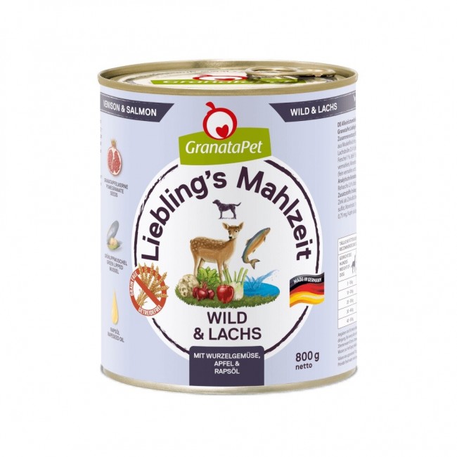 GRANATAPET Liebling's Mahlzeit Venison and salmon - wet dog food - 800g