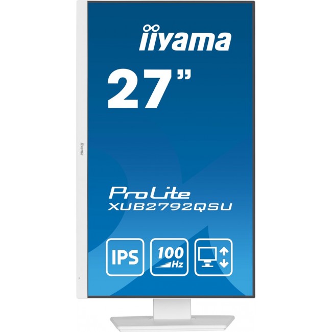 iiyama ProLite 27 QHD IPS technology panel with USB hub and 100Hz refresh rate and 150mm height adjustable stand