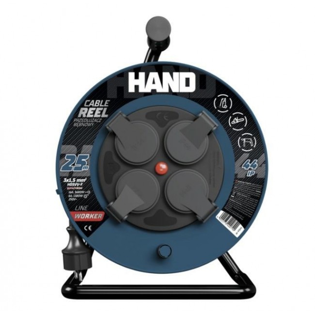 HAND EXTENSION CABLE DRUM 25m 3x1.5mm 16A / 3680W / IP44 HAND EXTENSION CABLE DRUM 25m 3x1.5mm 16A / 3680W / IP44