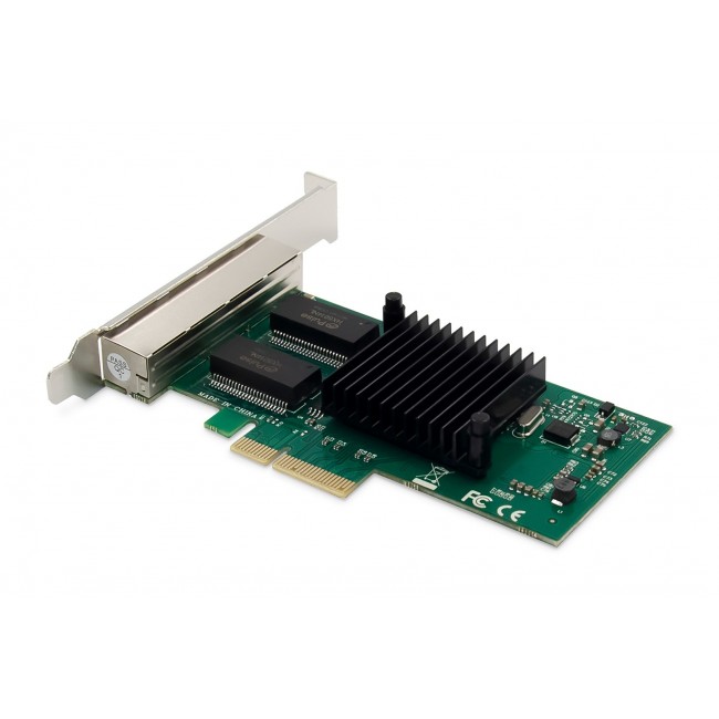 Digitus 4 port Gigabit Ethernet network card, RJ45, PCI Express, Intel I350