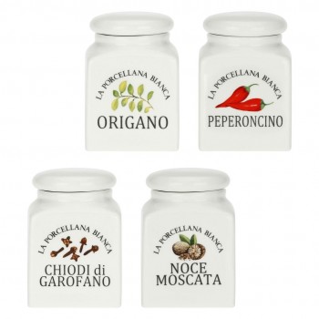 Set of 4 Conserva Spice Containers - White, 175 ml