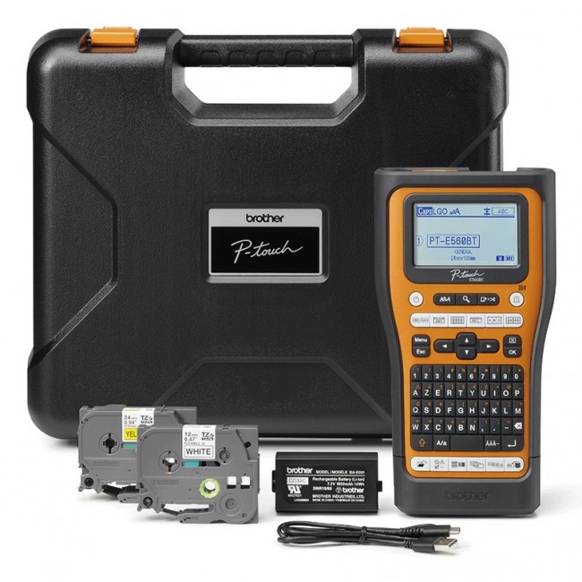 Brother PT-E560BTVP label printer Thermal transfer 180 x 180 DPI 20 mm/sec Wired & Wireless HSE/TZe Bluetooth QWERTZ Brother PT-E560BTVP label printer Thermal transfer 180 x 180 DPI 20 mm/sec Wired & Wireless HSE/TZe Bluetooth QWERTZ