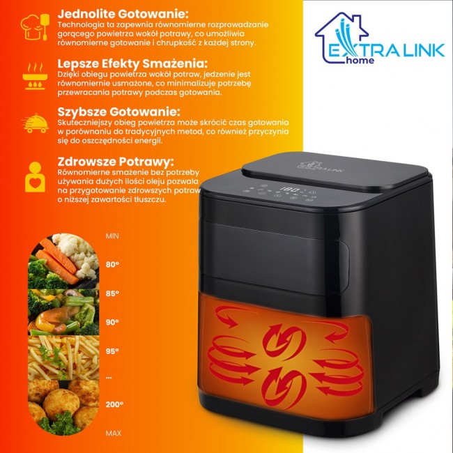 Extralink HOME AIR 5.2L EU SJ-520 fryer Single 1600 W Hot air fryer Black