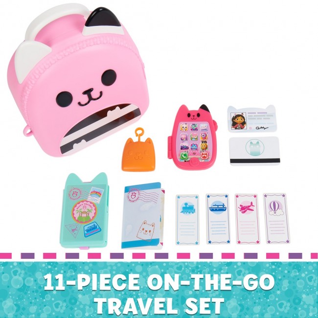 Gabby's Dollhouse , Gabby Girl On-The-Go Travel Set, Pretend Play Travel Toys, Toy Passport, Toy Phone and Compass Charm, Kids Toys for Girls & Boys 3+